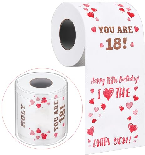 Clabby Lustige Streich-Toilettenpapier-Geburtstagsgeschenke für Frauen und Männer Lustiges Toilettenpapier zum Geburtstag Ideen Scherzgeschenk für Freunde Geburtstag Party Dekorationen(18. Geburtstag)