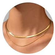 ALEXCRAFT 2 PCS Schlangenkette Gold Hals Edelstahl Schlangen Verstellbar 36/40+5cm Damen Schmuck