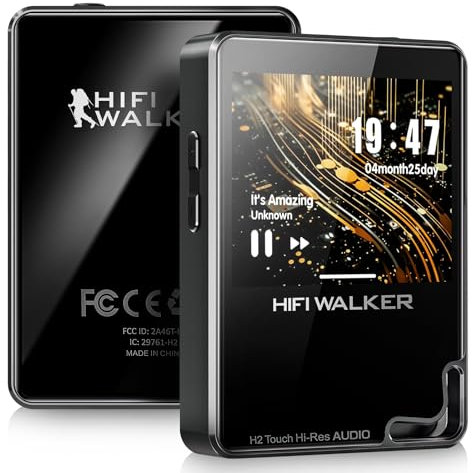 HIFI WALKER H2 Touch Lecteur MP3 128 Go avec Bluetooth, Lecteur de Musique Portable Haute résolution, écran Tactile HD 2,4, Batterie jusqu'à 10 Heures, Bluetooth et USB Type-C
