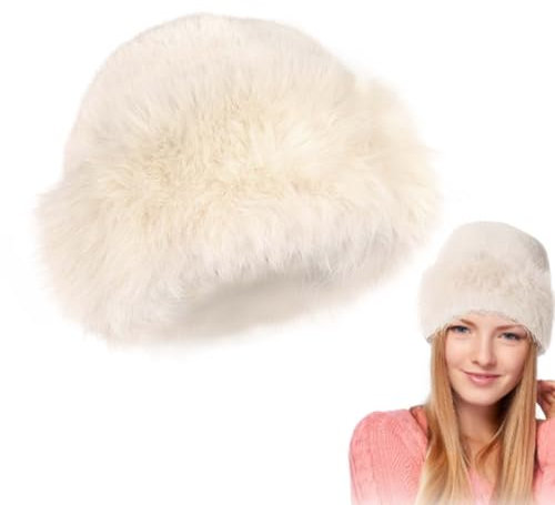 Generisch Fellmütze für Damen, Weiche Kunstfellmütze mit Faux Fuchs Pelz, Warm und Flauschig