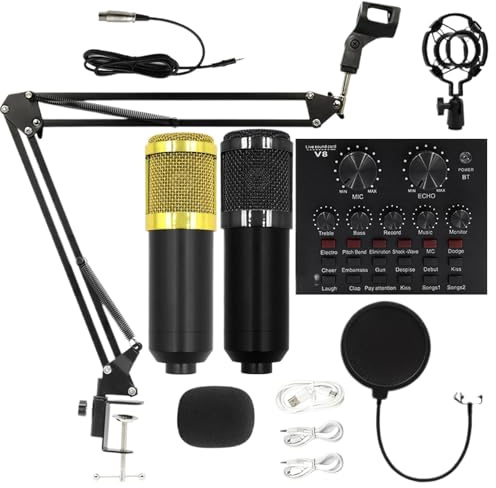 Inspelningsstudioutrustning, live-streaming-kit – plug-and-play-inspelningsmikrofonset | streaming-mikrofonset med mikrofonstativ, användarvänligt live-streamingset