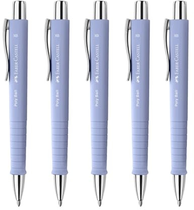 Faber-Castell - Kugelschreiber Poly Ball Pale Iris, 5 Stück | Auswechselbare XB Mine, dokumentenecht, ergonomische Dreikantform für komfortables Schreiben