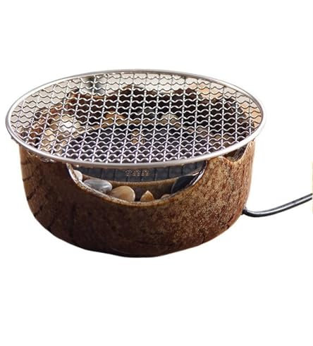 Holzkohlegrill, Indoor-BBQ-Grill, Elektro-Keramik-Herd zum Kochen von Tee und Kaffee, Indoor-Desktop-Teekocher, Grillofen mit Grillgitter zum Rösten von Fleisch, Obst, Nüssen, Snacks, Gemüse, Camping