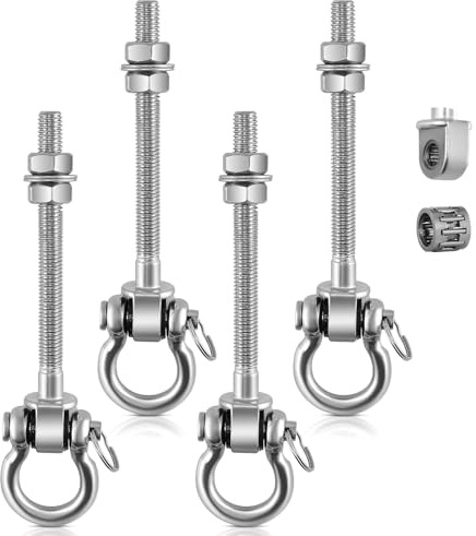 MINENICE Heavy Duty 4er Schaukelhaken Lager,M10 x 23cm Schaukelhaken Holzbalken Lager,680 kg Robuste Schaukelaufhänger Edelstahl Hardware mit Kugellagern für Terrasse und Spielplatz,Holz-und