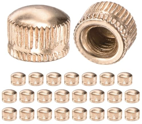 M METERXITY 25-Pcs Ecrous A Chapeau Filetés M6x11mm Ton Or | Ecrou Femelle Moleté, coque Vis Pour Luminaire, Pour Remplacément De Couvercle De Plafonnier Pièces De Lampe Décoratives