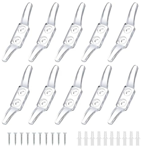 NEKAPLO 10pcs Clear Cord Cleat, Blind Cord Safety Device, Window Blind Cord Holder Hooks, Cord Shortener Clips for Curtain and Roller Shade, Transparent Plastic Cord Wraps