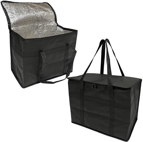 Surbootime Car Insulated Food Bag 30L/Cooler for Catering Delivery/Premium Zippered Grocery Bag - Reusable Large Bottom Reinforced Durable, Keep Food Hot or Cold/Shopping, Camping, Family Picnic 2PCS