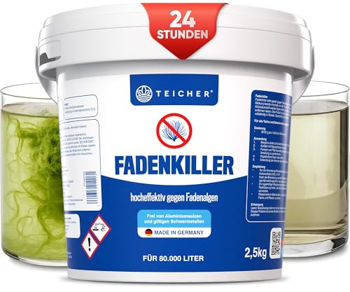 Teicher Fadenalgenvernichter Teich – Algen frei in 24h Anti Fadenalgen, Aktivsauerstoff Formel, ohne Schwermetalle, Algenvernichter für Gartenteiche - Made in Germany