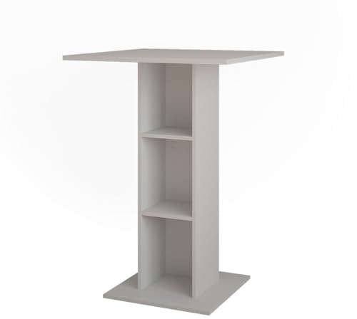 Vicco Bartisch Repose, Weiß, 75 x 75 cm | zur Verwendung als Stehtisch mit höhenverstellbaren Einlegeböden
