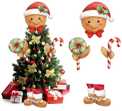 SPHERETRON Weihnachtsbaum Deko Lebkuchenmann Weihnachtsbaumschmuck Weihnachtsbaumspitze Dekorative Baumschmuck Kopf,Arme und Beine,Weihnachtsbaumschmuck Weihnachts Dekoratione für Weihnachtsbäume (B)