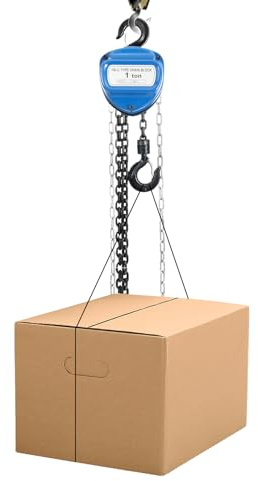 1T Chain Hoist Block and Tackle Pulley Manual Steel Heavy Duty Hooks Chain Lifting Winch Pulling Equipment with 4M/13.12FT Cable for Garage Car Factories Farms Warehouses, Blue