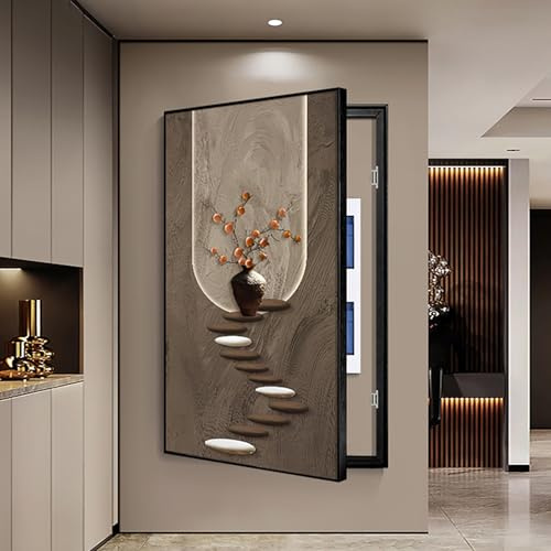 Cache Tableau Electrique Decoratif, Boîte De Distribution Créativité Mural, Boîtier de Disjoncteur Mural pour la Maison, pour Tous Les Styles d'intérieur(Black 6,50 * 100cm/20 * 39.5in)