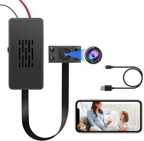 QZT WIFI Mini Wireless Camera, 4K 1080P Tuya Smart App 2.4Ghz Compatible Wide Angle, Infrared Night Vision, Real-time Viewing 24h Continuous Video Motion Detection Alarm