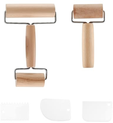 Mattarello in legno, piccolo mattarello per la cottura, accessorio professionale per impasto per pizza, rullo in legno da cucina per impasto, pasta, pizza, dessert, gnocchi, con 3 raschietti