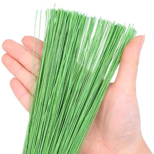 Tallos de alambre de hierro floral para hacer flores y decoración de pasteles de boda, alambre flexible flexible de 36 cm para flores artificiales y decoración del hogar, paquete de 50, verde claro