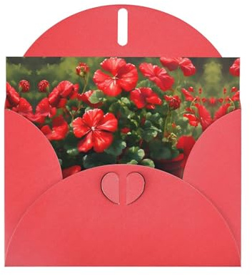 Red Holiday greeting check blank card and pearl beautiful blank note block VVXBHGR Red geraniums Pattern