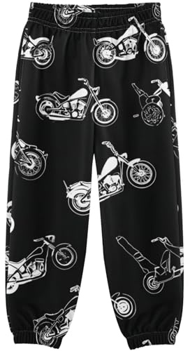 Pigsaly Boys Sweatpants Motorbike Bike Motorcycle Black Boys Pants Active Pant Kids Jogger Pants 4T