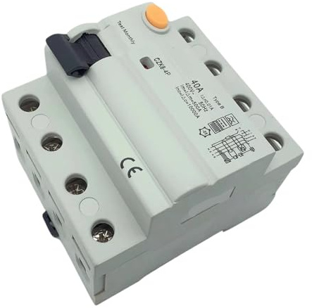 Interrupteur différentiel pour colonne de charge pour véhicules électriques, RCCB, RCD 2P/4P 63A 30mA Type B 6KA Din Rail, différentiel (AC Class EC Type,4P16A30MA)