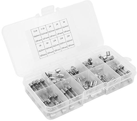 Ausla Glassicherungs-Sortiment-Set, Glasrohrsicherung, 100 Stück, 5 X 20 Mm, 250 V, Flinkes Glassicherungsset, 10 Ampere Nennleistung für Schalter, Instrumentierung, Lautsprecher,
