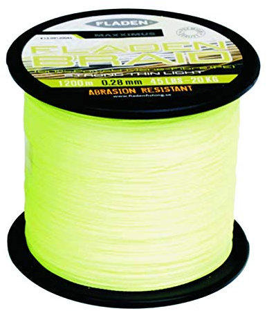 Fladen MAXXIMUS Braid, geflochtene Angelschnur in Pink oder Gelb verfügbar, Schnurstärke 0,10mm - 0,35mm, Tragkraft von 9kg - 30kg (Gelb - 0,16mm - 13,5kg, 1200)
