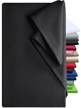 npluseins Bettlaken 180x275cm - Leintuch ohne Gummizug - Tuch ist ideal für Terrasse Reisen Camping und Tischtuch - Wohnmobil Laken - Betttuch ohne Gummizug - 100% Baumwolle, ca. 180 x 275 cm, schwarz