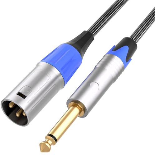 Tisino XLR auf 6,35mm Klinke Mono Kabel, unsymmetrisches XLR Kabel, 3m | Klinke-auf-XLR-Stecker-Audiokabel für Gitarre/Mischpult/Verstärker/Lautsprecher, Unsymmetrisches Mikrofonkabel, Vergoldet