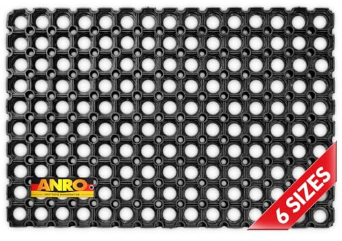ANRO Ringgummimatte Gummimatte Wabenmatte mit Lochmuster Drainage Fußmatte Fußabtreter mit Löchern Schmutzfangmatte wetterfest Outdoor 40x60cm 23mm