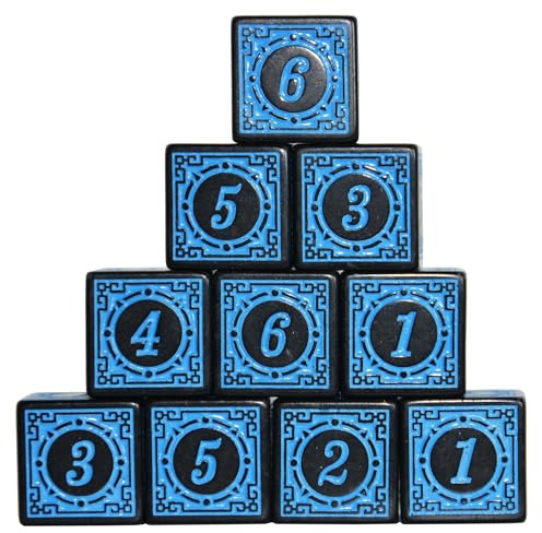 SmartDealsPro 10-pack D6 sex sidor 16 mm tärningsform för DND MTG PRG Wow bordsspel matematikundervisning ... (blå bokstav)
