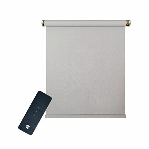 Elektrisches Rollo, grau, 5% lichtdurchlässig, inkl. Motor (230 V) & Sender, 100x240 cm (1 ST)