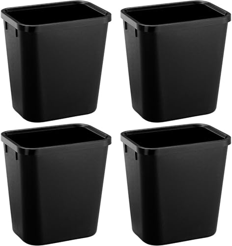 Halyuhn Black Small Trash Can 4Pack, 2Gallon/8L Plastic Office Trash Bin Garbage Can Under Desk, Trash Cans for Bedroom, Office and Kitchen, Trash Bins WasteBasket Fits Narrow Space, Plastic Trash Can