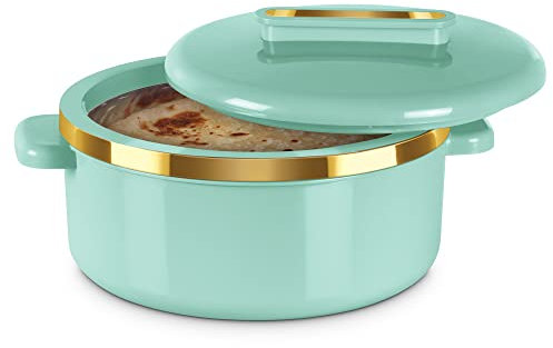 Milton Curve 2500 Inner Stainless Steel Casserole, 2.15 Litres, Light Green | BPA Free | Food Grade | Easy to Carry | Easy to Store | Chapati | Roti | Curd Maker