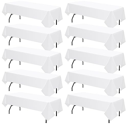 Premium Weiß Rechteckig Kunststoff Einweg-Tischdecken, 137 x 274 cm, wasserdicht für Restaurants, Picknicks, Party, Hochzeiten, Bankette
