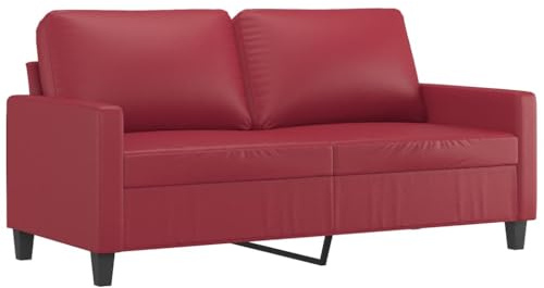 vidaXL Sofa 2-Sitzer, Loungesofa Couch mit Armlehnen Rückenkissen, Wohnzimmersofa Designsofa Metallgestell, Sitzmöbel Zweisitzer, Modern, Weinrot Kunstleder