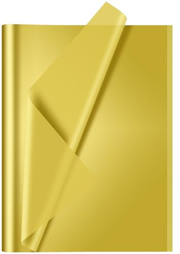 CHRORINE 60 fogli di carta velina color oro per confezioni regalo artistiche, carta velina per confezioni regalo in blocco per fai da te, artigianato, decorazioni, compleanno, feste natalizie (50,8 x