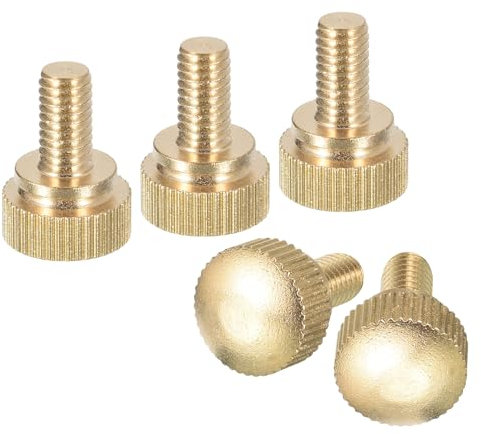 QUARKZMAN M6x10mm Viti a Testa Zigrinata, 5pz Viti a Testa Zigrinata Ottone Bulloni Pomelli Impugnatura a Spalla Elementi Fissaggio, Tono Ottone