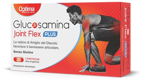 Glucosamina Joint Flex Plus integratore alimentare con Glucosamina, Condroitina, Artiglio del Diavolo e MSM, per il benessere delle articolazioni, 30 compresse Optima Naturals