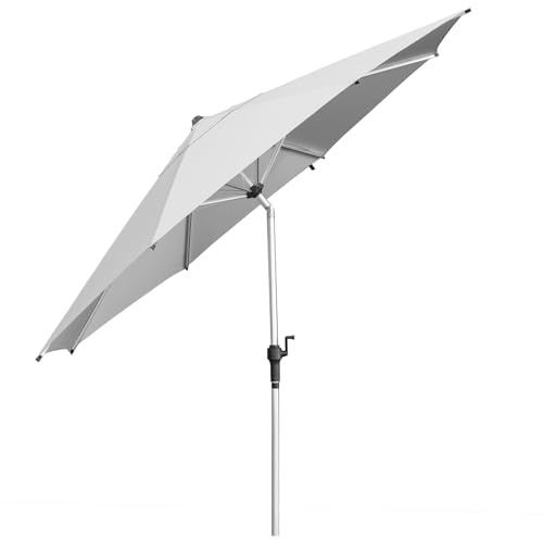 anndora Aluminium Sonnenschirm 350 cm mit Kurbelsystem und Kippfunktion - runder Sonnenschirm Knickschirm 3,5m Durchmesser - Farbe Silber Grau