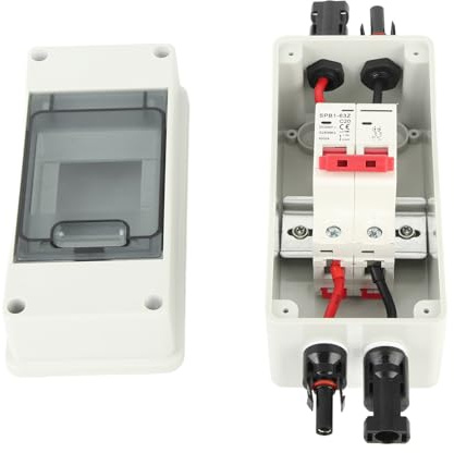 Interruptor de Desconexión Solar con Disyuntor, 500V DC, para Sistemas Fotovoltaicos y Vehículos Recreativos, Impermeable IP65, Plug and Play (20A)