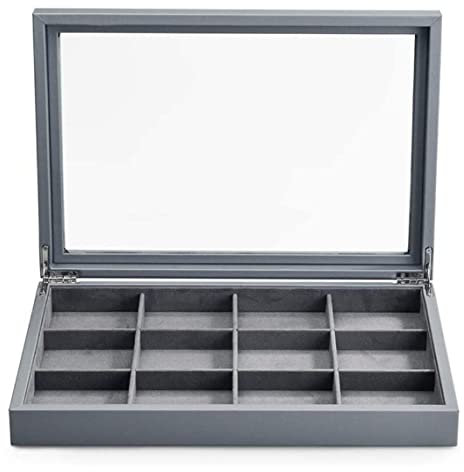 Schmuckkästchen, Schmuckkästchen, Organizer, Schmuckaufbewahrung, Schmuckkästchen, grau, Schmuckvitrine, Acryl, Schmuckkästchen, Organizer, transparentes Fenster, großes Fassungsvermögen, Vitrine,