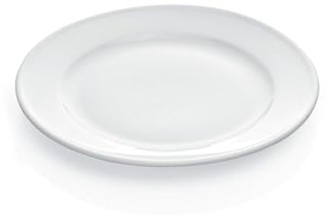 12 assiettes plates de 23 cm de diamètre avec bord renforcé, en porcelaine, blanche