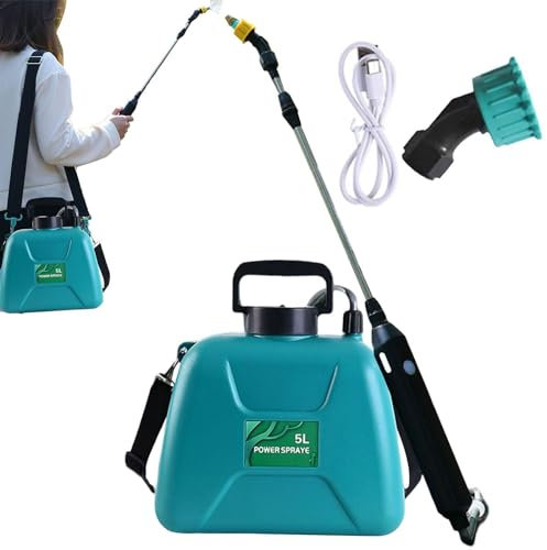 Spruzzatore elettrico da 5 litri per giardinaggio, spruzzatore da giardino, pressione da 5 litri, alimentato a batteria con 2 ugelli regolabili | Pompa a spruzzo per erbacce | Pompa spray a pressione