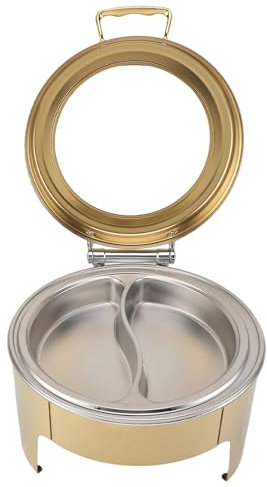 2 Set 5Qt Stainless Steel Chafing Dish Round Chafer Buffet Catering Warmer Set with Food and Water Pan, Lid, Solid Stand and Fuel Holder (1 Full Size Pan)