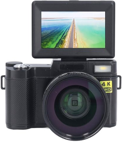 Cámara Digital 4K para Fotografía, Enfoque Automático, Cámara Vlogging de 48MP para Youtube con Pantalla Abatible de 3'' y 180°, Cámara de Viaje Compacta con Zoom Digital 4X y