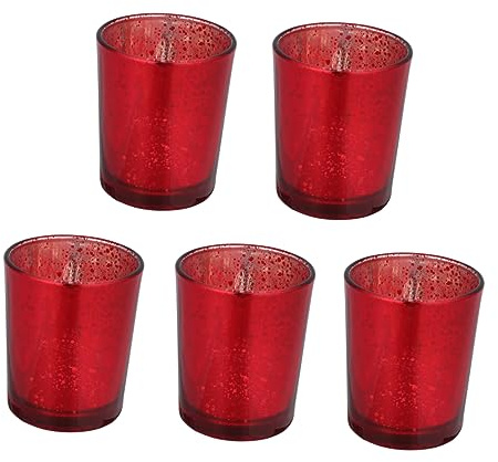 Amosfun Elegante Juego De Candelabros De Cristal con 5 Portavelas Rojos para Decoración del Hogar La Oficina Y La Mesa De Bodas
