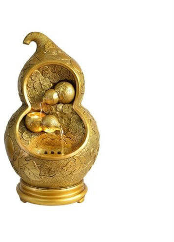 Fuente de mesa Adornos creativos de agua corriente con forma de calabaza for inauguración de la casa, rueda de Feng Shui, entrada de la sala de estar, joyería de escritorio Fuente de Agua Decorativa(G
