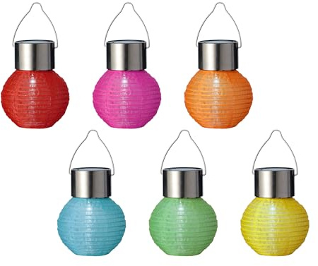Solar Gartenleuchte 7x9cm Nylon 6er Set - LED Lampion Solarleuchte für Garten Balkon - Solarlampion Hängeleuchte Außenleuchte - Solarlampen für Außen hängend als Gartendeko Balkondeko - Kaltweiß