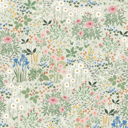 Timeet 44x300c autocollante Peinture murale fleurs Peinture murale à fleurs autocollante beige vintage Feuille autocollante pour meubles vinyle Feuille autocollante Peinture murale...