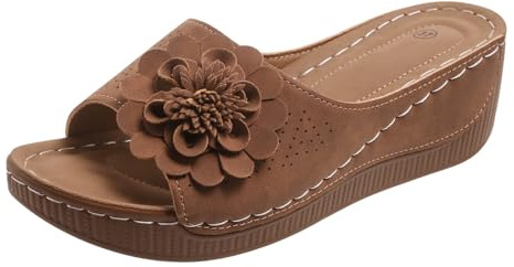 Pantoufles orthopédiques pour femme - Talon compensé - Mules d'été avec semelle intérieure - Sandales de marche - Sandales à plateforme - Sandales souples et légères - Sandales d'extérieur à enfiler