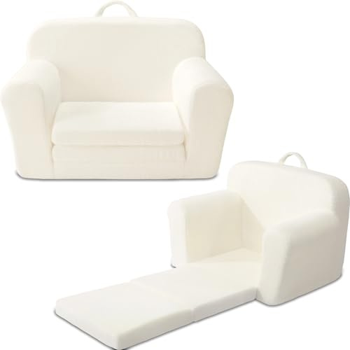 Eufurnibi Divano per bambini pieghevole con funzione di sonno, poltrona per bambini a partire dai 2 anni, divano per bambini, colore: beige