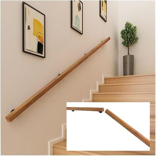Montante per balaustre per scale Corrimano in Legno Massello,Set Ringhiera for Scale Interne,Corrimano da Parete con Robuste Barckets in Metallo,Corrimano da Parete,Passamano for Interni O Esterni ada